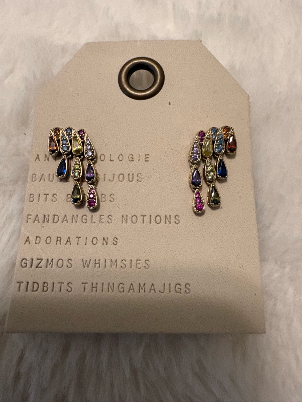 Anthropologie Gold-Tone Multicolor Teardrop Cascade Earrings NWT